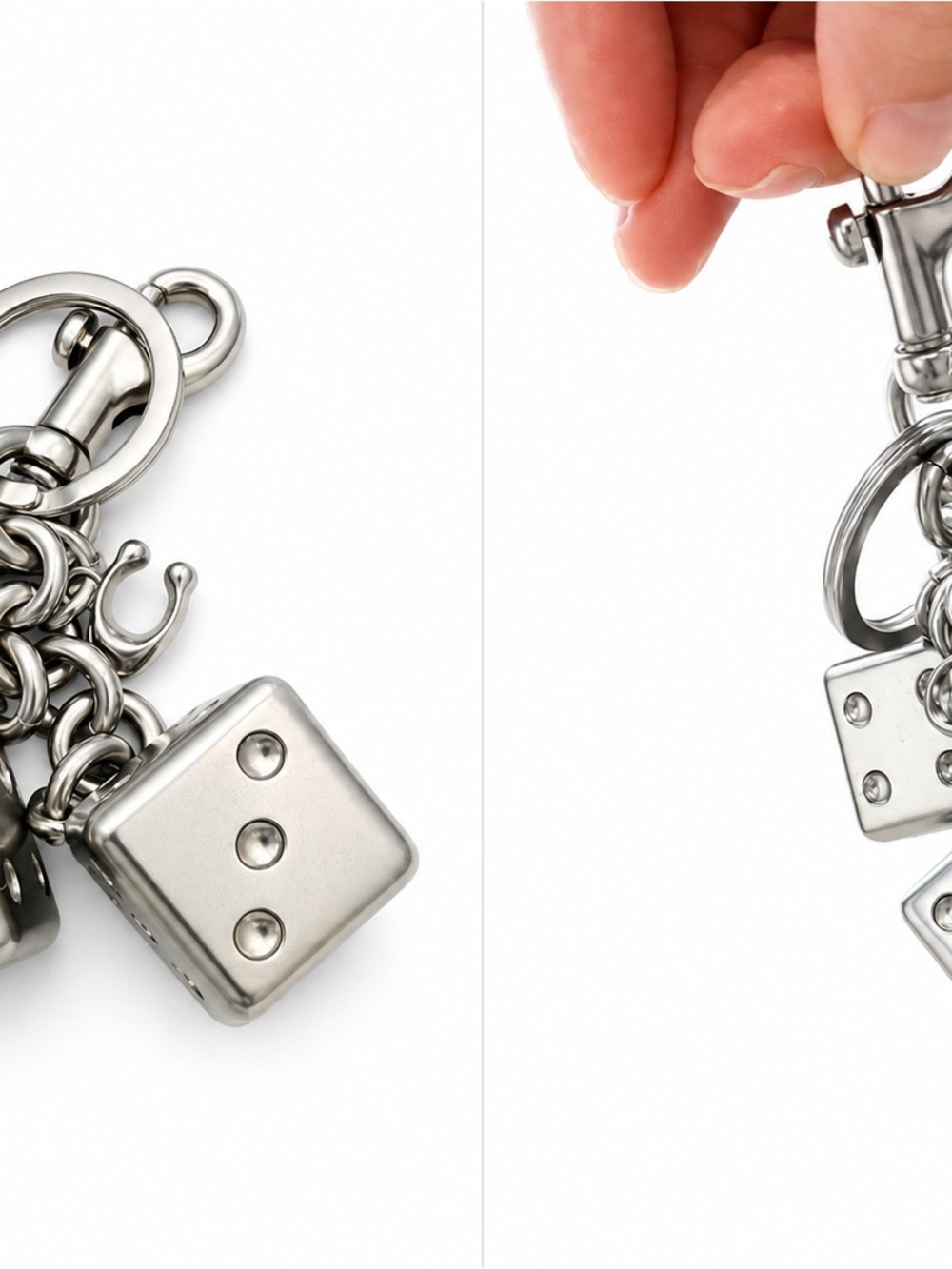 Coach Silver Dice Keyring Charm